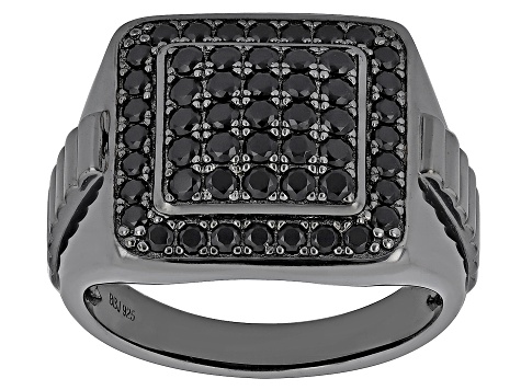 Black Spinel Black Rhodium Over Sterling Silver Men's Ring 1.78ctw