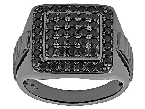 Black Spinel, Black Rhodium Over Sterling Silver Men's Ring 1.78ctw