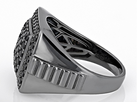 Black Spinel, Black Rhodium Over Sterling Silver Men's Ring 1.78ctw