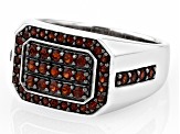 Red Garnet Rhodium Over Sterling Silver Men's Ring 1.28ctw