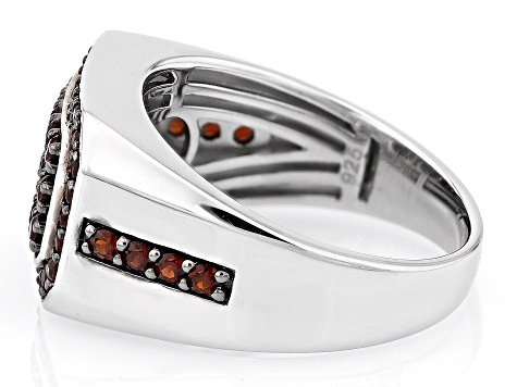 Red Garnet Rhodium Over Sterling Silver Men's Ring 1.28ctw