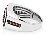 Red Garnet Rhodium Over Sterling Silver Men's Ring 1.28ctw