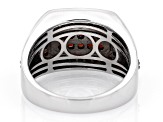Red Garnet Rhodium Over Sterling Silver Men's Ring 1.28ctw