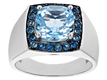 Picture of Blue Glacier Topaz™ Rhodium Over Sterling Silver Men's Ring