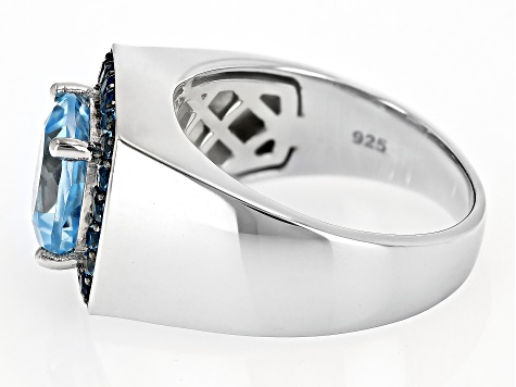 Sky Blue Topaz Rhodium Over Sterling Silver Men's Ring