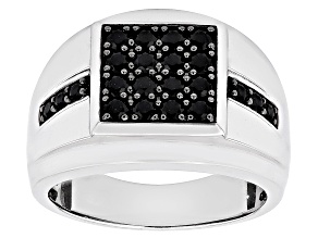 Black Spinel Rhodium Over Sterling Silver Men's Ring 1.36ctw