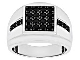 Black Spinel Rhodium Over Sterling Silver Men's Ring 1.36ctw