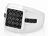 Black Spinel Rhodium Over Sterling Silver Men's Ring 1.36ctw