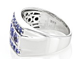 Blue Tanzanite Rhodium Over Sterling Silver Men's Ring 2.17ctw