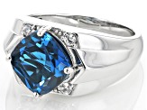 London Blue Topaz Rhodium Over Silver Men's Ring 4.32ctw