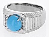 Blue Rhodium Over Silver Men's Ring 0.10ctw