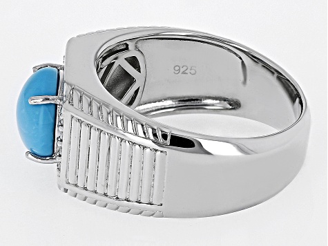 Blue Rhodium Over Silver Men's Ring 0.10ctw