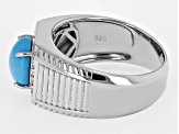 Blue Rhodium Over Silver Men's Ring 0.10ctw