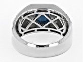 Blue Rhodium Over Silver Men's Ring 0.10ctw
