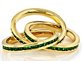 Green  Crystal Gold Tone Crossover Ring