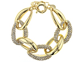 Gold Tone Pave Crystal Link Bracelet