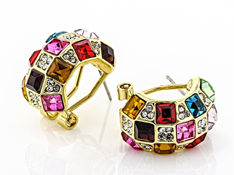 Gold Tone Multi Color Crystal Earrings - OPC1040 | JTV.com