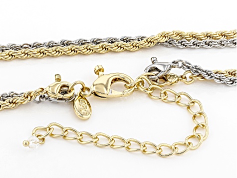 Gold and Silver Tone Crystal Accent Set of 2 Rope Convertible Chains