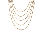 Crystal Gold Tone 5 Strand Layered Chain Necklace