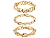 Gold Tone Set of 3 Stretch Chain Bracelets