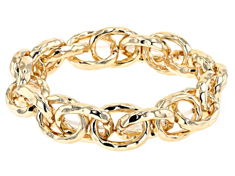Gold Tone Set of 3 Stretch Chain Bracelets