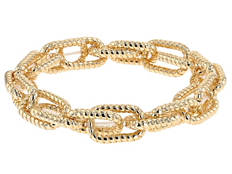 Gold Tone Set of 3 Stretch Chain Bracelets