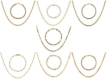 Picture of Gold Tone 14 Piece Jewelry Roll Chain Set
