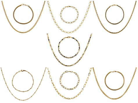 Gold Tone 14 Piece Jewelry Roll Chain Set - OPC1071A | JTV.com