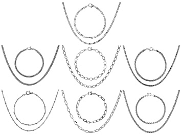 Picture of Silver Tone 14 Piece Jewelry Roll Chain Set
