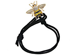 Black Cord Multi Color Crystal Bee Bracelet