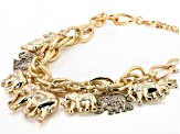 Gold Tone Elephant Charm Necklace