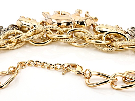 Gold Tone Elephant Charm Necklace