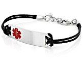 Silver Tone, Medical Alert Black Cord Bracelet