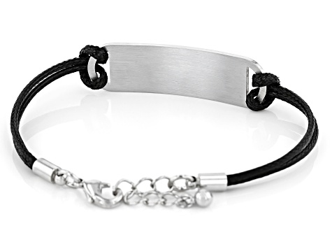 Silver Tone, Medical Alert Black Cord Bracelet