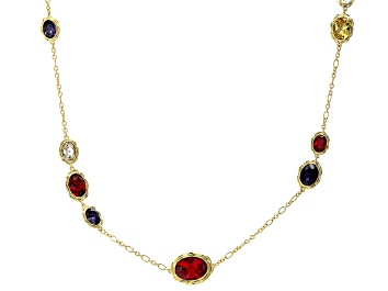 Picture of Multi Shape and Multi Color Crystal Gold Tone Necklace