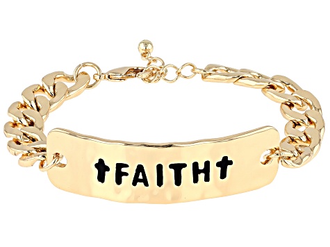 Gold Tone "Faith" Link Bracelet