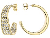 White Crystal, Gold and Silver Tone Set of 2 Inside Out Hoop Earrings