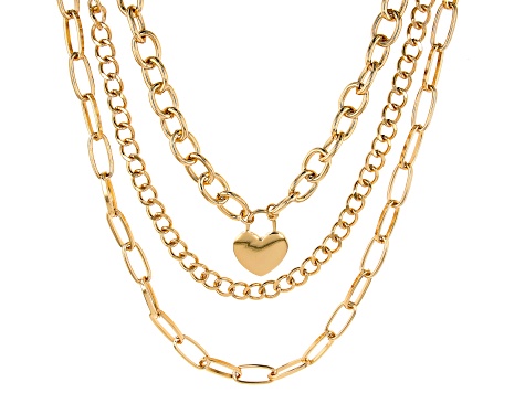 Gold Tone 3-Strand Chain Interchangeable Necklace
