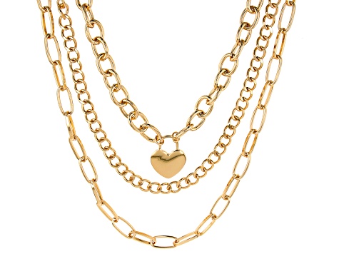 Gold Tone 3-Strand Chain Interchangeable  Necklace