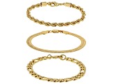 Gold Tone Set of 3 Chain Bracelets
