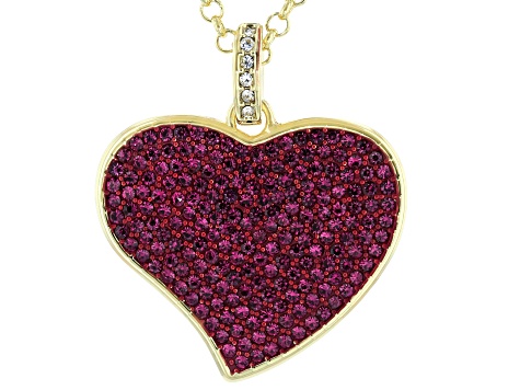 Pink Crystal Gold Tone Heart Shaped Necklace