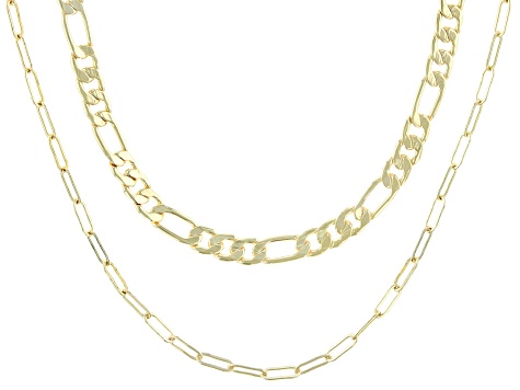 Gold Tone Chain Necklace Set of 2