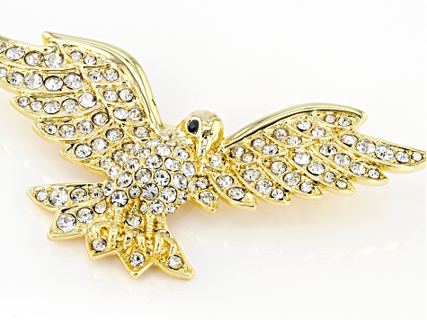 White Crystal, Gold Tone Eagle Brooch/Pin