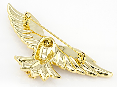 White Crystal, Gold Tone Eagle Brooch/Pin