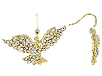 Picture of White Crystal Gold Tone Eagle Dangle Earrings