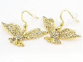 White Crystal Gold Tone Eagle Dangle Earrings