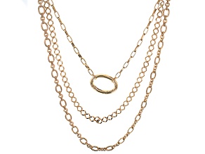 Gold tone Multi Row Three Chain Necklace