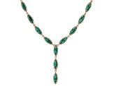 Clear and Teal Crystal Gold Tone Y Necklace