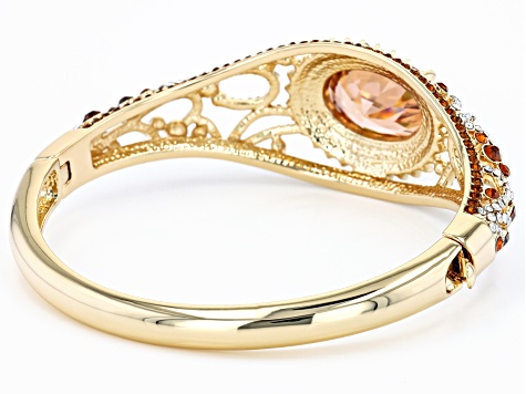 Champagne Cubic Zirconia with Orange and White Crystal Gold Tone Bracelet 11.70ct