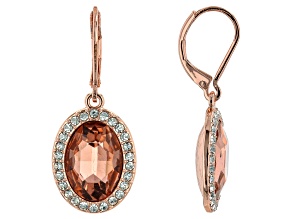 Morganite Color Crystal with White Crystal Accents Rose Tone Earrings